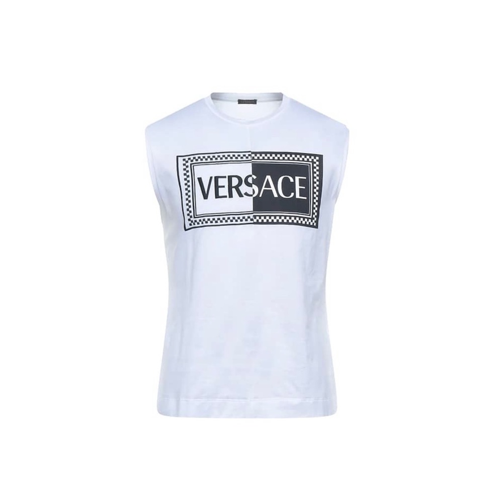 VERSACE Runway NWT Clubbing It Boy Black/White Embroidered Tank Top Sz Small 46 - Picture 1 of 14